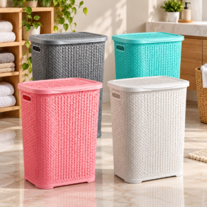 Plastic Laundry Basket Clothes Washing Bin Storage Hamper Small Large Organiser