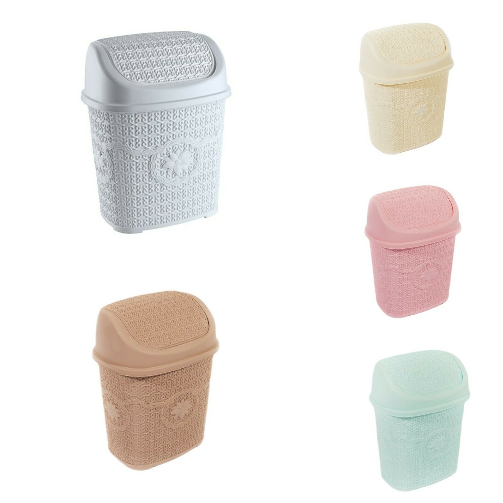 Rattan Waste Paper Basket Bin Home Office Kitchen Plastic Dusbin x 2 