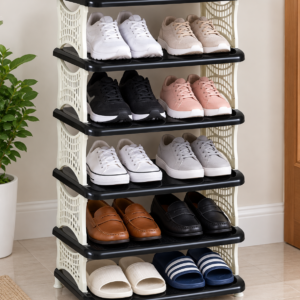 Comfort Time 5 Tier Shoe Rack Plastic Organizer Shoes Storage Space Saver Stand Shoe Holder