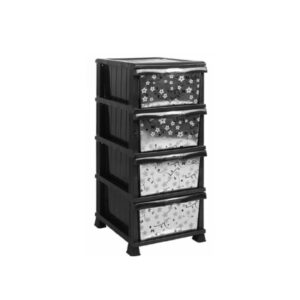 OMS home store 4 Tier Plastic Drawers Storage Unit Kids Bedroom Chest Tall Drawer Organiser