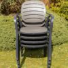 4 x Garden Patio Bistro Chairs Outdoor Coffee Chair Grey Plastic Furniture Set - Image 6