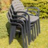 4 x Garden Patio Bistro Chairs Outdoor Coffee Chair Grey Plastic Furniture Set - Image 5