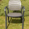 4 x Garden Patio Bistro Chairs Outdoor Coffee Chair Grey Plastic Furniture Set