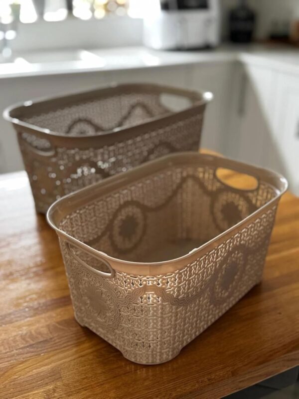 2 White Plastic Storage Basket Unit Bedroom Bathroom Baskets Home Organisers - Image 5