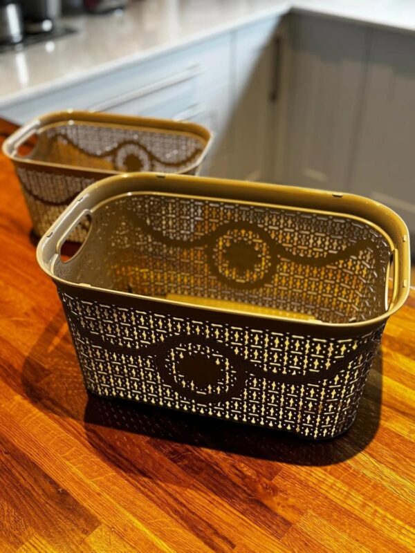 2 White Plastic Storage Basket Unit Bedroom Bathroom Baskets Home Organisers - Image 4