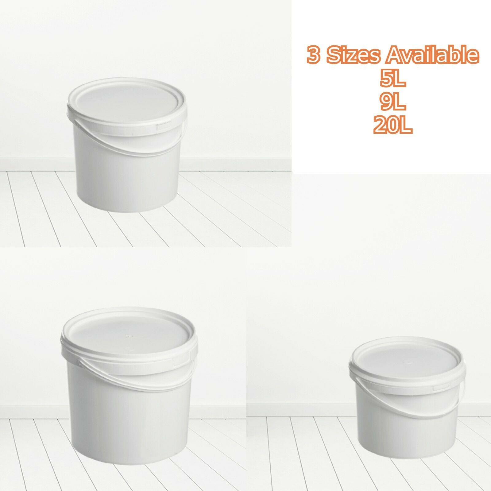 L L L White Plastic Bucket Tub Storage Container with Lid and Handle