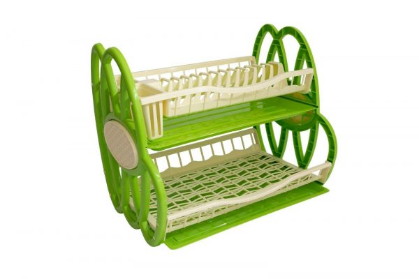 Variation of  Tier Double Dish Drainer Rack Large Plate Cutlery Cup Holder Plastic Trays  b