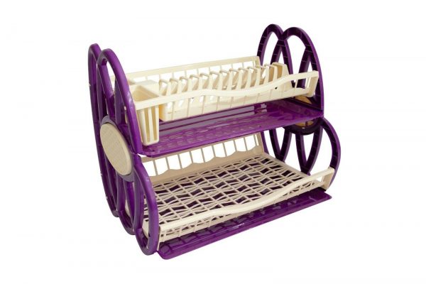 Variation of  Tier Double Dish Drainer Rack Large Plate Cutlery Cup Holder Plastic Trays  fc