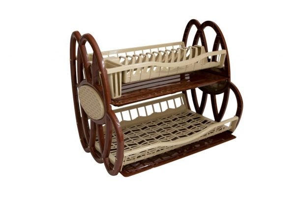 Variation of  Tier Double Dish Drainer Rack Large Plate Cutlery Cup Holder Plastic Trays  b