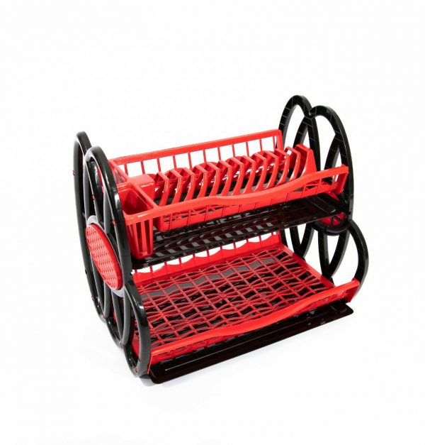 Variation of  Tier Double Dish Drainer Rack Large Plate Cutlery Cup Holder Plastic Trays  d