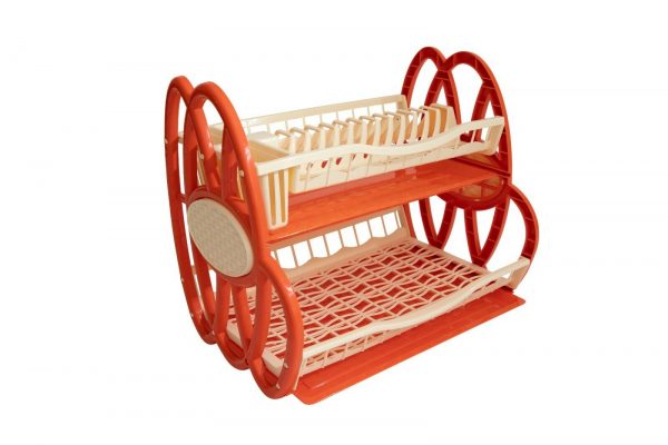 Variation of  Tier Double Dish Drainer Rack Large Plate Cutlery Cup Holder Plastic Trays  e