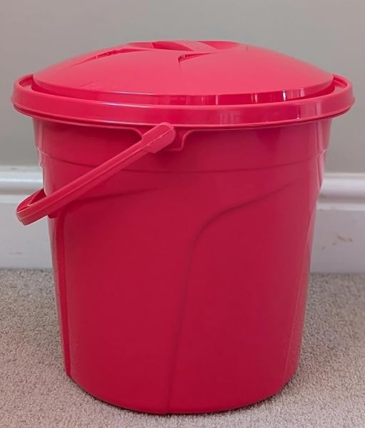 2 x 10L Plastic Bucket with Lid Handle Small Large Storage Bucket Bin Container Measures - Image 4