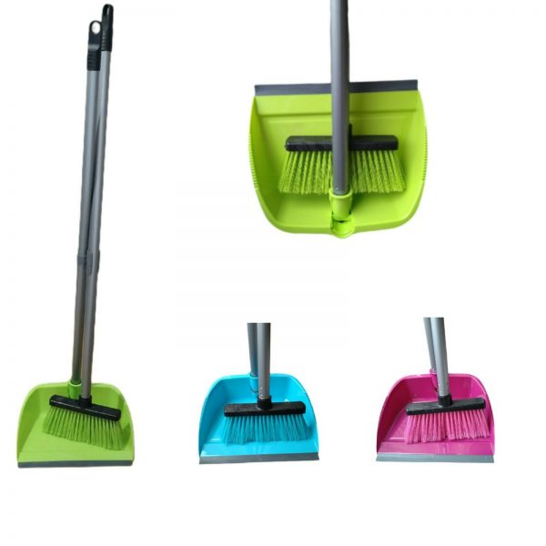 Long Handle Dustpan and Brush Set Floor Sweeping Brush Kitchen Bathroom Tidy Set