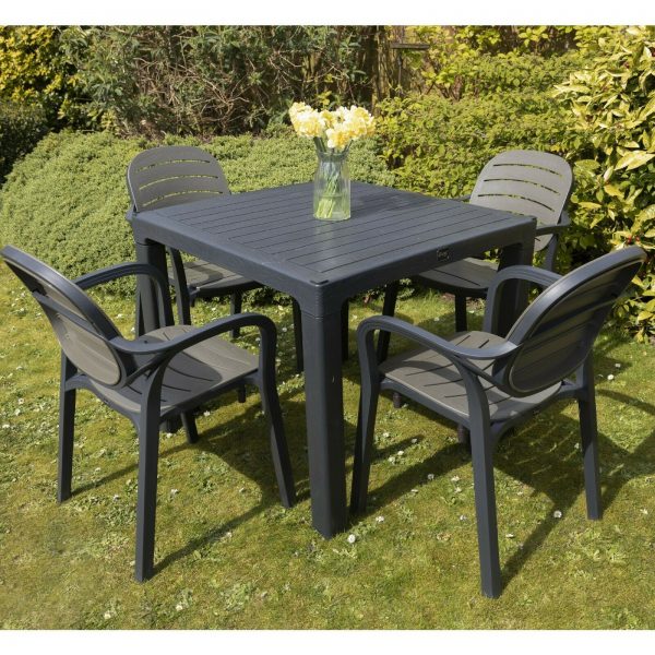 Garden Furniture Set Coffee Grey Patio Outdoor Bistro Set  Chairs and Table NEW