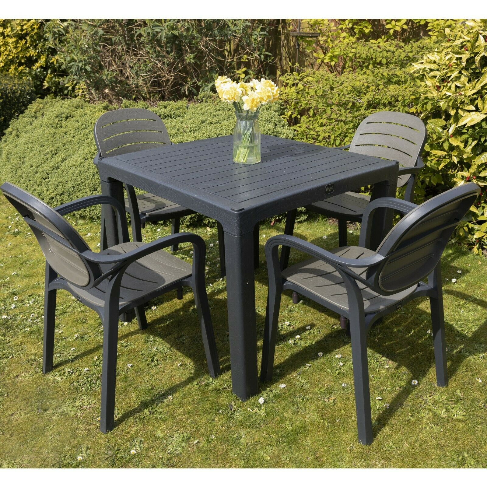 Garden Furniture Set Coffee Grey Patio Outdoor Bistro Set  Chairs and Table NEW