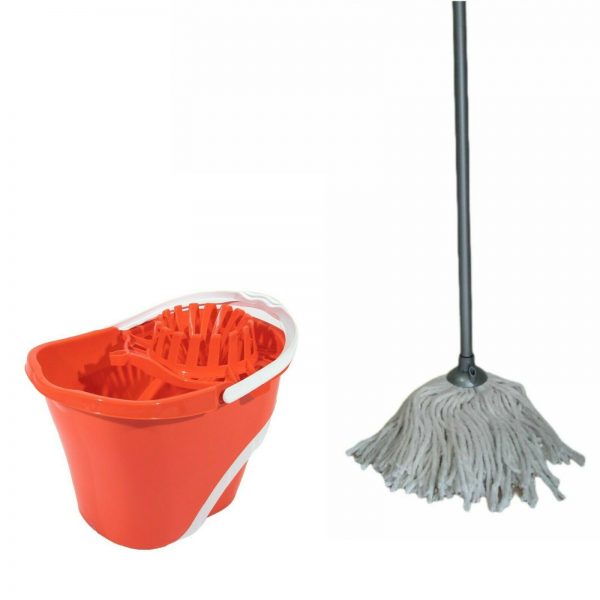 Variation of Large Plastic Mop Bucket Wheels Wringer Handle Cleaning Wet Floor Cotton Mop NEW  f