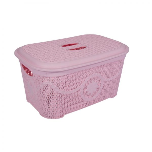 Variation of Large Plastic Laundry Basket Lid Rattan Knitted Hamper Washing Clothes Basket  caa