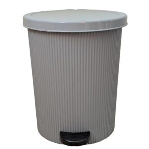 OMS Home Store Grey Plastic Pedal Bin – Rubbish Dustbin for Kitchen, Bathroom or Toilet
