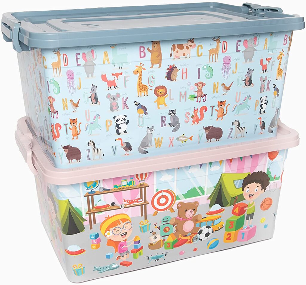 Plastic Toy Box Stackable Storage Box Lockable Lid OMS Home Store
