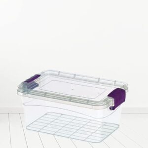 Set of 2 Plastic Storage Box Container Home Office Lockable Lid Stackable Box (15L)