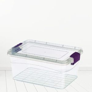 Set of 2 Plastic Storage Box Container Home Office Lockable Lid Stackable Box (20L)