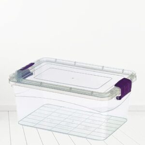 Set of 2 Plastic Storage Box Container Home Office Lockable Lid Stackable Box (30L)