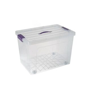 Set of 2 Plastic Storage Box Container Home Office Lockable Lid Stackable Box (50L)