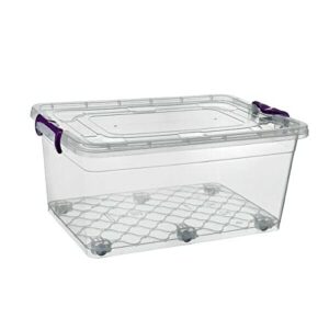 Set of 2 Plastic Storage Box Container Home Office Lockable Lid Stackable Box