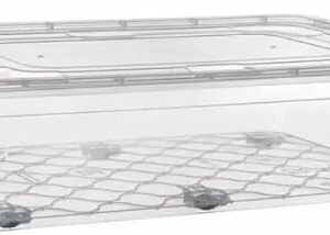 Underbed Plastic Storage Box with Wheel Handled Lid Container Home Kitchen Office
